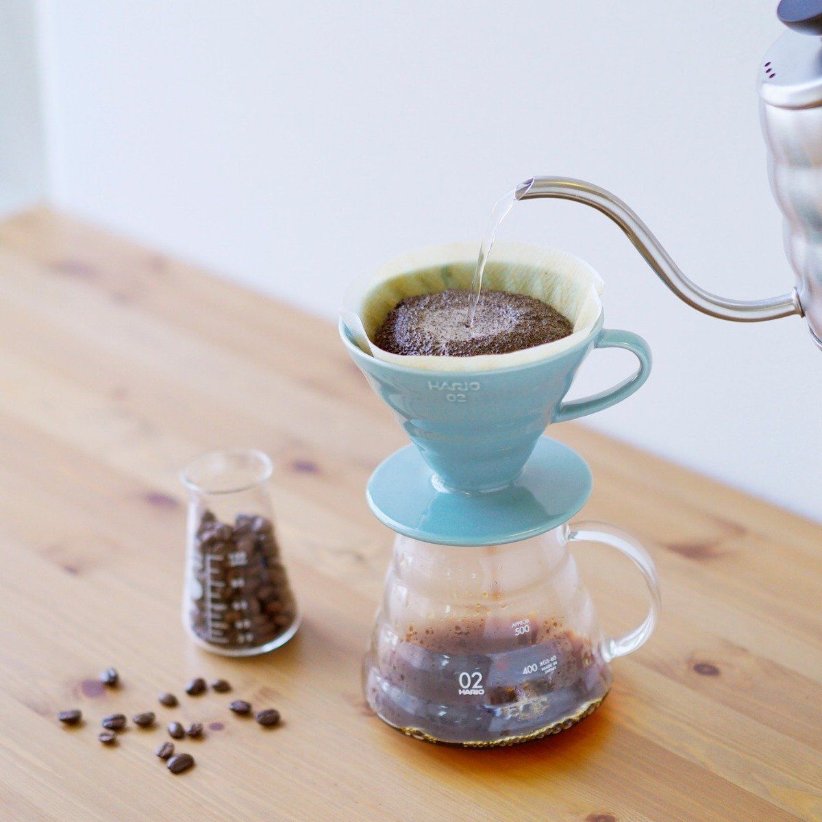 Hario V60 filter paper in dripper — pour over brewing